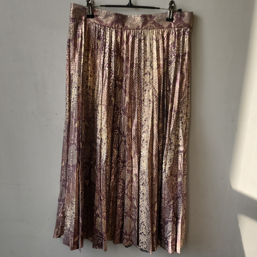 Zara Purple and Cream Snake Print A-Line Skirt